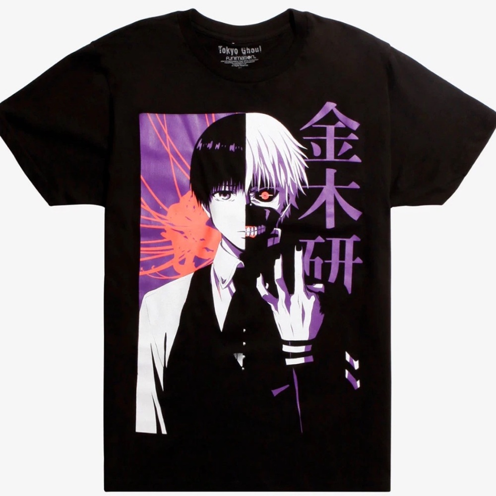 2/$18- Tokyo Ghoul KANEKI SPLIT FACE T-Shirt EUC Authentic & Official